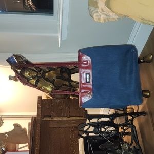 Brighton purse. Denim and red leather EUC